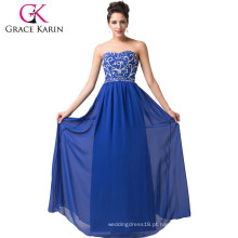 Grace Karin Wholesale Sexy Strapless Royal Blue Longo vestido de noite para ocasiões especiais CL6050-4 #